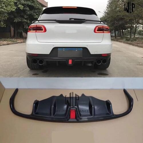 High quality Carbon fiber Rear bumper diffuser lip with LED lights Car body kit For Porsche Macan car Styling 2015
