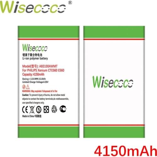 WISECOCO 4150mAh AB3100AWMC AB3100AWMT Battery For PHILIPS Xenium E560 CTE560 Mobile Phone +Tracking Number