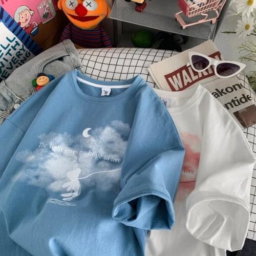 Y2k anime loose kawaii female T-shirt Summer new punk big size Harajuku tees Vintage Cartoon women clothing Japanese ins tops