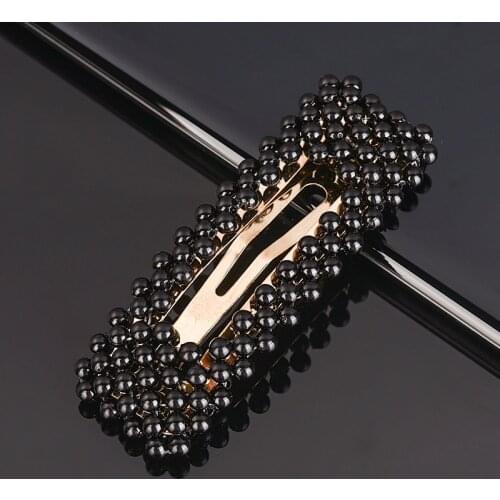 Fashion Women Girls Elegant Full Pearls Black Gold Hair Clips Sweet Hair Ornament Hairpin Barrette Headband Hair Accessories