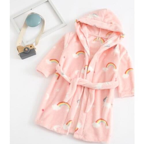 Winter Rainbow Hooded Robes Children Bathrobes Kids Bath Robe Homewear For Boys Girls Pyjamas Nightgown Kids Sleepwear Robe