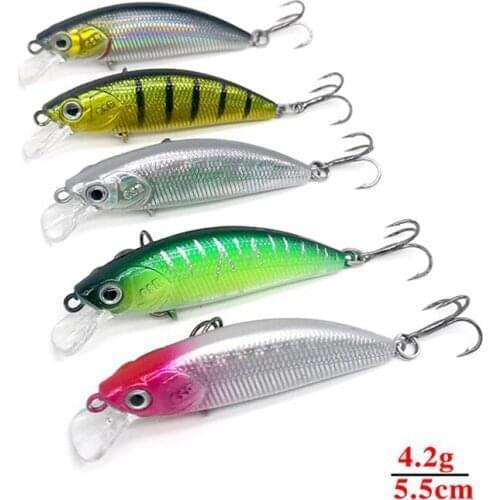 1pcs 55mm 4.2g Fishing Lure 3D Eyes Minnow Artificial Carp Jig Wobblers Crankbait Plastic Hard Bait River Fishing Tackles Pesca