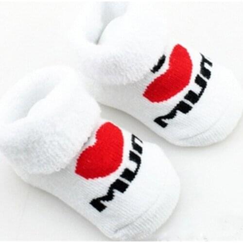 100% Cotton Baby Socks Rubber Slip-Resistant Floor Socks Love Dad Love Mum Cartoon Kids Socks