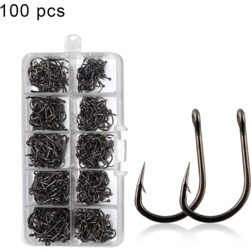 100Pcs Japan Fishhooks Circle Fishing Catfish Hooks size 3 6 8 12 High Carbon Steel Sharp Fish Tools Sea Fishing Barbed Hook