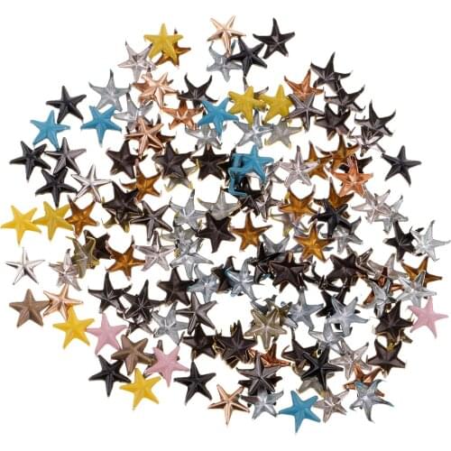 100 Pieces Colorful Star Rivet Stud Punk Leather craft DIY Punk Claw Rivets
