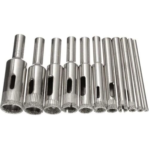 11PCS/Set Diamond Coated Core Hole Saw Drill Bit Set Tools For Tiles Marble Glass set 3/4/5/6/7/8/9/10/11/12/14 mm Hardware Part