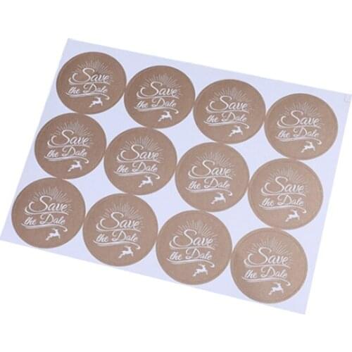 1200pcs/lot Cute Round Save The Date Handmade Adhesive Kraft Seal Sticker for Baking Gift Label Stickers Funny DIY Gift