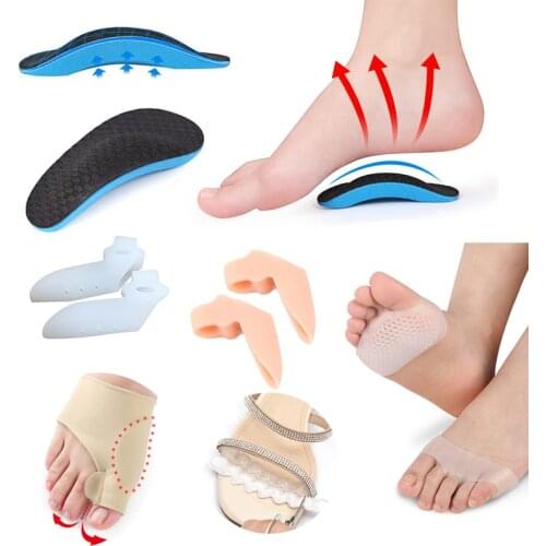 2Pair Foot Care Tools Flatfoot Orthopedic Insole Orthotic Arch Support Silicone Gel Pad Bunion Corrector Insole Cushion Insert