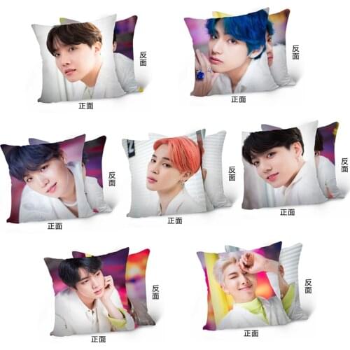 2pcs/lot Kpop Star Jin V Jhope Jungkook Rm Suga Jimin Double side Pillow Home Decoration Sofa Car Cushion Plush Toy Gift