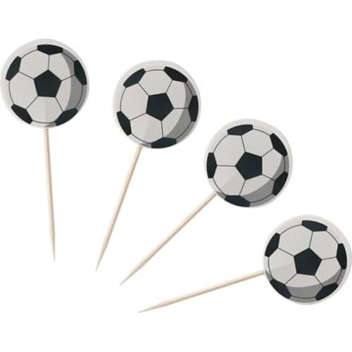 24pcs/lot Football Theme Boys Kids Favors Cake Picks Baby Shower Supplies Decoration Cupcake Toppers Happy Birthday Party