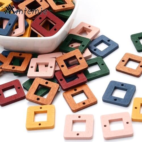30Pcs 18mm Wooden Square Beads Frame Pendants Accessories For Diy Jewelry Making Dangle Earring Wood Beads UV Epoxy Resin Mold