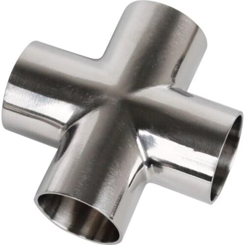 304 Stainless Steel Welding Four-Way Sanitary Water Pipe Equal Diameter Cross 4-Way Joint Food Grade Reducer Polishing