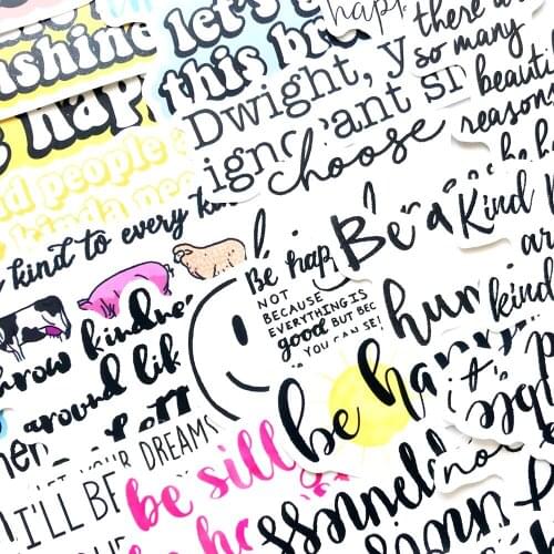 50pcs Motivational encourage happy words Letter Stickers for Laptop Suitcase Notebook Scrapbooking stationery Decal Sticker