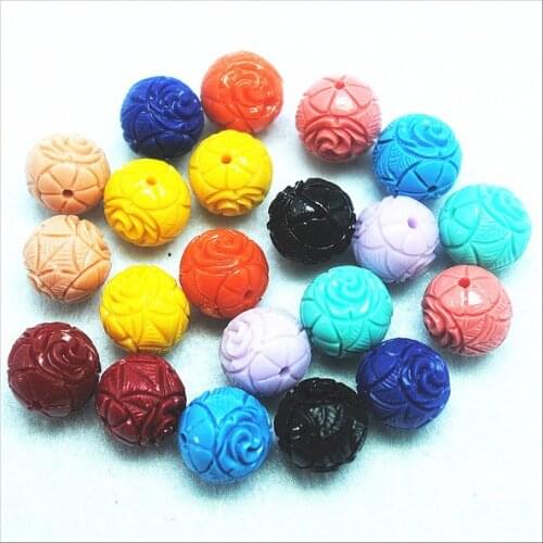 10pcs new carving flower beads round shape clay material size 6mm 8mm 10mm 12mm 16mm diy beads accessories nice beads collection