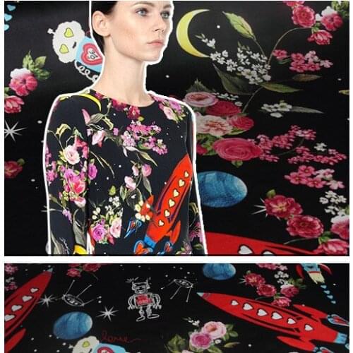Digital inkjet stretch silk satin fabric smooth light soft shirt dress silk stretch fabric satin wholesale silk cloth