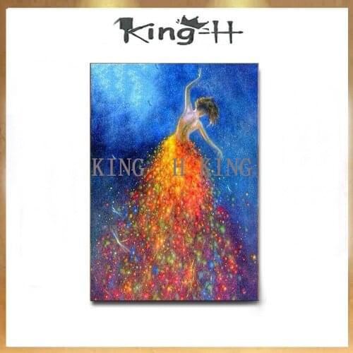 Hand-painted figure painting in the purple dress sexy dancing girl figure painting hand-painted wall on the canvas sitting room