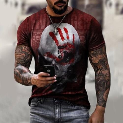 Fashion T-shirt Wear 3D Personality Skull Print T Shirts For Men Harajuku Casual Sports Tops Male Oversized Streetwear