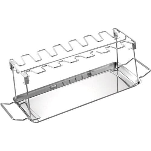 BBQ Grill Plate Household Folding Stainless Steel Grilled Chicken Leg Rack Portable Bottom Tray Grilled Chicken Rack 3Pcs/set