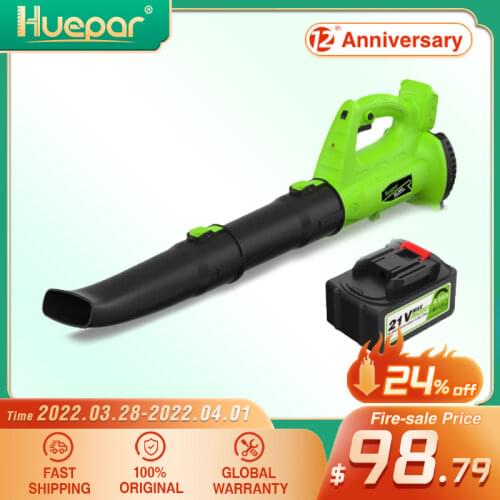 Huepar 21V Cordless Leaf Blower with Battery & Charger Electric Blower for Lawn Care Snow Pets Dust Handheld Power Clean Tools