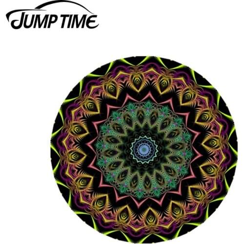 JumpTime 13 x 13cm For Vintage Retro Dark Mandala With Greens And Yellows Decal DIY Car Sticker Car Door Windows Waterproof