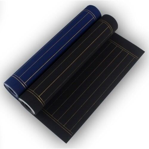 Chinese Rice Paper Pastel Rice Papers with Vertical Grids Black Blue Half-ripe Xuan Papers for Calligraphy Works Dedicated