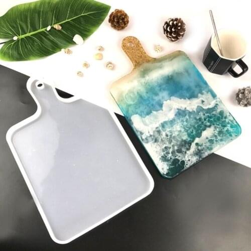 DIY Square Shaped Handle Tray Silicone Mold Casting Resin Molds Making Glitter Foil Epoxy Resin Mold Suitable for Handicraft