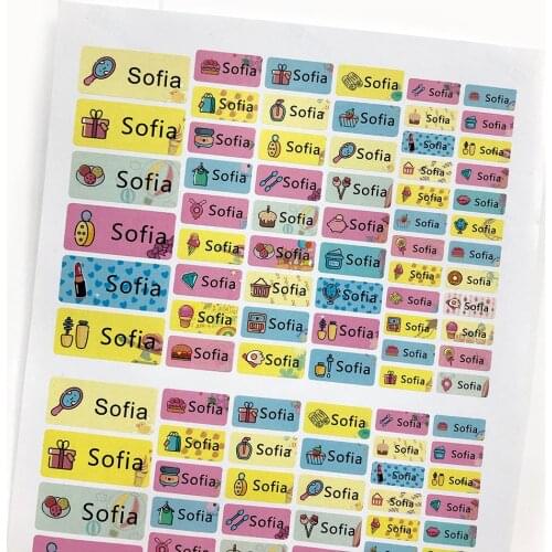 Fashion Girl Name Stickers Custom Kids Scrapbooking Labels Kids Personalized Waterproof Tags For Children School Stationery