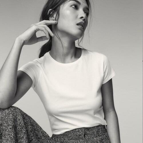 MRMT 2021 Brand New Summer Womens T-shirt Round-collar Cotton Short Sleeves T-shirt for Female Solid Color Casual Tops Tshirt