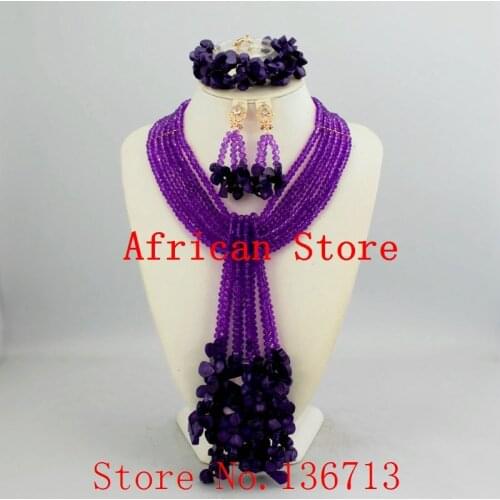 Newest nigerian wedding african beads jewelry sets crystal flower necklace for women 2016 new mixed color fine jewelry HD348-2