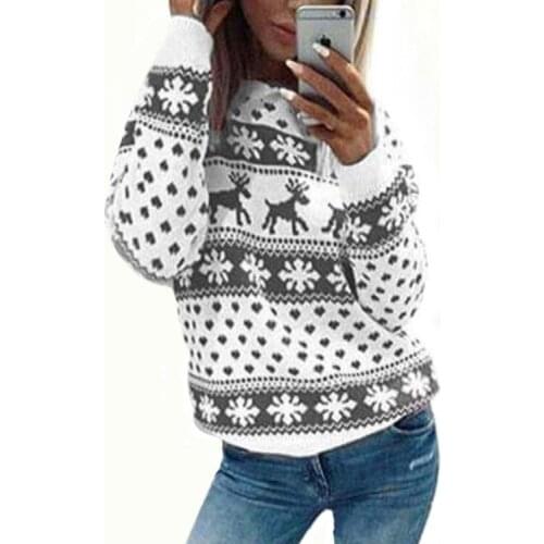 2020 autumn winter christmas sweater womens wear Europe and America long sleeve Pullover snow deer knit shirt