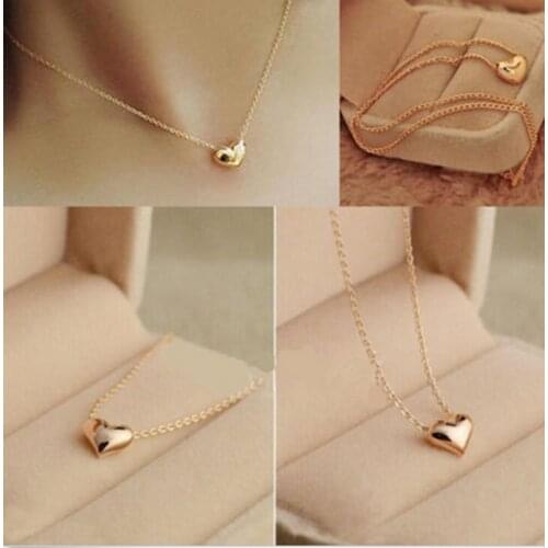 Little Peach Heart Necklace Clavicle Chain for Women New Fashion Jewelry Accessories Valentine Gifts