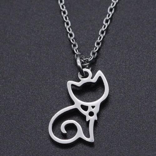 Cat Stainless Steel Charm Necklace for Women Accept OEM Order Fashion Jewelry Necklaces Dropshipping Wholesale