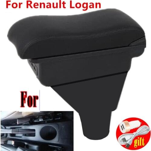 For Renault Logan armrest box Interior Parts special Retrofit parts Car Armrest Center Storage box with USB LED light