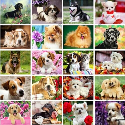 Full Square Diamond Painting Dog 5D DIY Animal Diamond Embroidery Mosaic Cross Stitch Kits Handmade Gift Home Decoration
