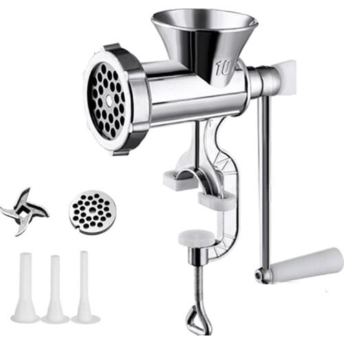 Hand Crank Manual Meat Grinder Alloy Manual Meat Mixer Home Meat Filler Machine Mincer Spices Cutter Kitchen Gadget Filling Food