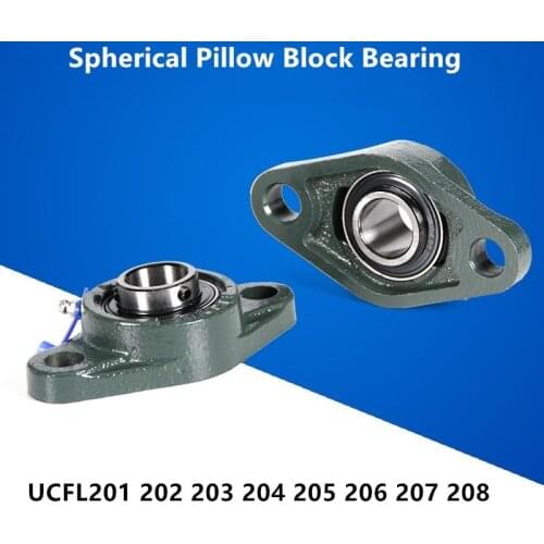 Spherical Pillow Block Bearing UCFL201 UCFL202 UCFL203 UCFL204 UCFL205 UCFL206 UCFL207 UCFL208 Mounted housing 12/15/17/20/25mm