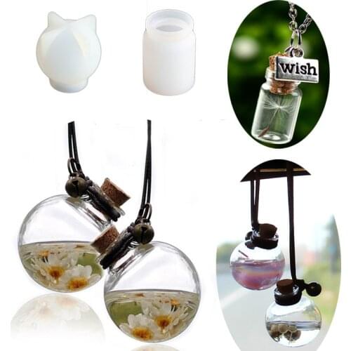 3D Drift Bottle Resin Silicone Mold DIY Small Ball Column Bottle Mold For Handmade Resin Necklace Pendant Jewelry Making
