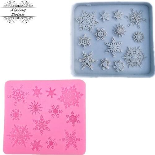 DIY Christmas snowflake molds Sugarcraft Silicone Mold cake Decorating tool fondant chocolate candy dessert craft moulds