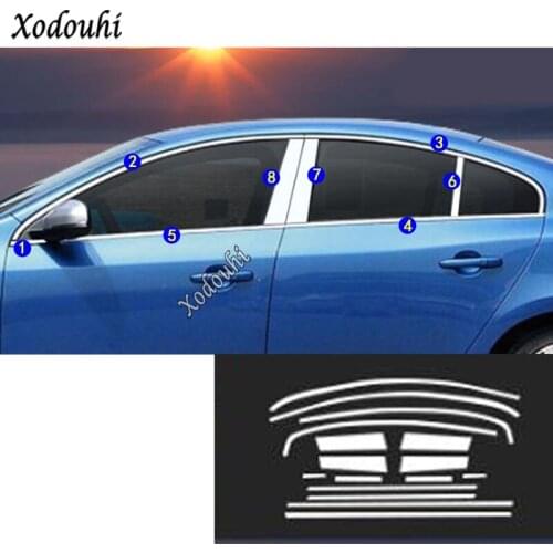 Car Styling Stick Stainless Steel Glass Window Pillar Middle Column Strip Trim Frame For Volvo S60 2014 2015 2016 2017 2018 2019