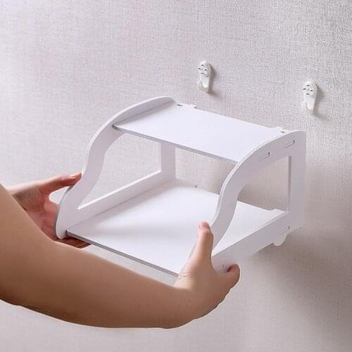 White Wifi Router Storage Rack Wall Mounted Double Layer Organizer for Telephone TV Set-top Rack Wifi Router Storage Rack Holder