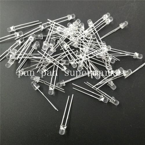 100pcs 3mm 5mm Light UV Purple Straw Hat Wide Angle Ultraviolet 395nm 385nm 365nm Transparent 5 mm Light-Emitting Diode LED Lamp