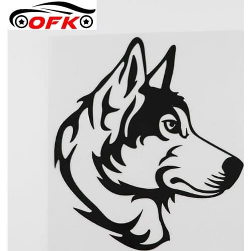 OFK Fun Husky Dog Pet Animal Decal Vinyl Car Sticker Black/Silver 16.7CM*14.7CM