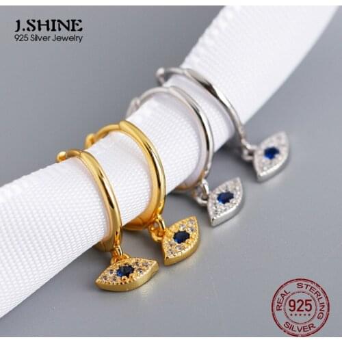 JShine Fashion Design Sterling Silver Eye Small Hoops Earrings S925 Silver Ear Buckle Devils Eyes Pendant Earrings Women