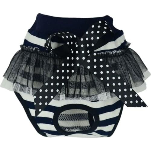 2021 New Pet Diapers Dogs Physiological Shorts Lace Point Bow Washable Reusable Underwear Pant Dog Sanitary Accessories