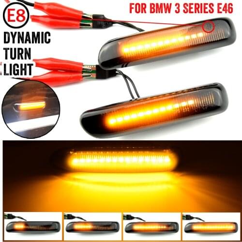 2x Flowing Turn Signal Light Dynamic LED Side Marker Light 12v Side Repeater Lamp For BMW E46 3er Limo Coupe Compact Cabriolet