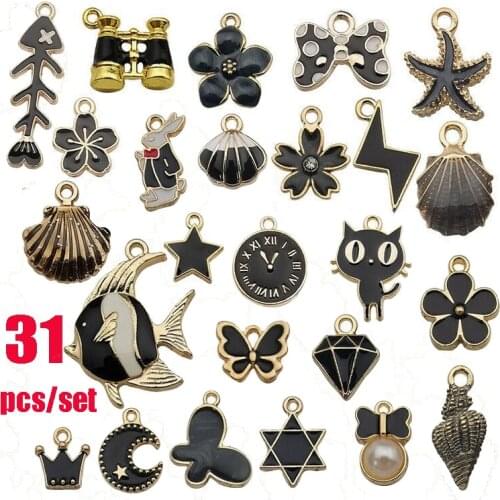 31 Drops of Oil Enamel Pendant Alloy Mixed Flower Starfish Animal and Plant Pendant DIY Jewelry Making Necklace Bracelet Pendant