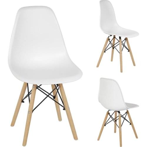 4Pcs/Set Dining Chairs Shell Lounge Chair Without Armrests Cafe Plastic Chair Natural Wooden Legs For Kitche Bedroom Living Room