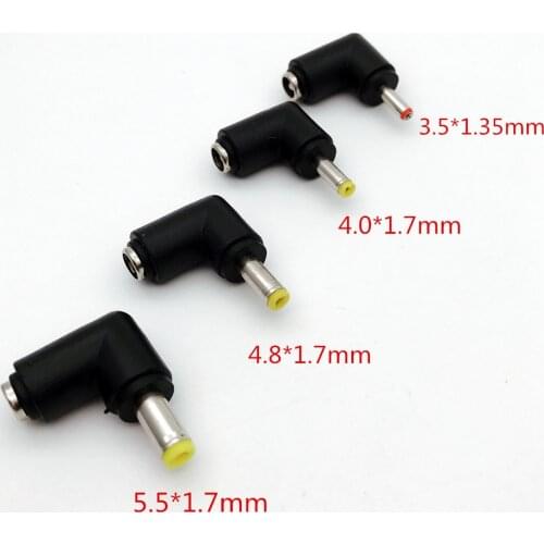 5.5x1.7 4.8x1.7 4.0x1.7 3.5x1.35mm Male DC Power Plug Connector Angle 90 degree L Shaped plastic Plugs