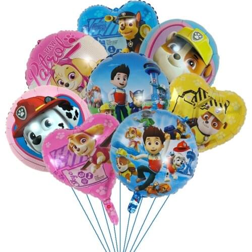5 pcs Paw patrol Toy balloon Chase Marshall Skye Rubble Dog paw Aluminum film balloon boy girl Birthday party decoration balloon