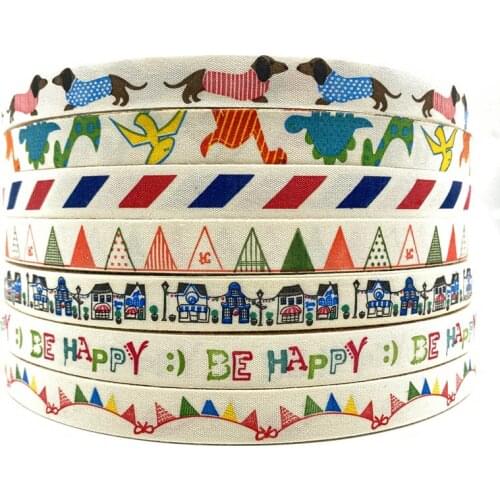 5Yards 15mm Cotton Ribbon Printed Cotton Ribbons For Wedding Christmas Decoration DIY Sewing Fabric